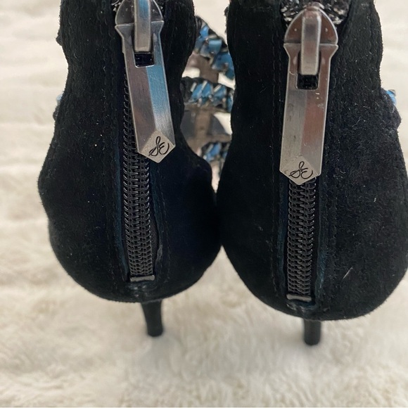 Sam Edelman Studded Gladiator Black Turquoise Strappy Sandals Heels Size 8.5 - Picture 10 of 15